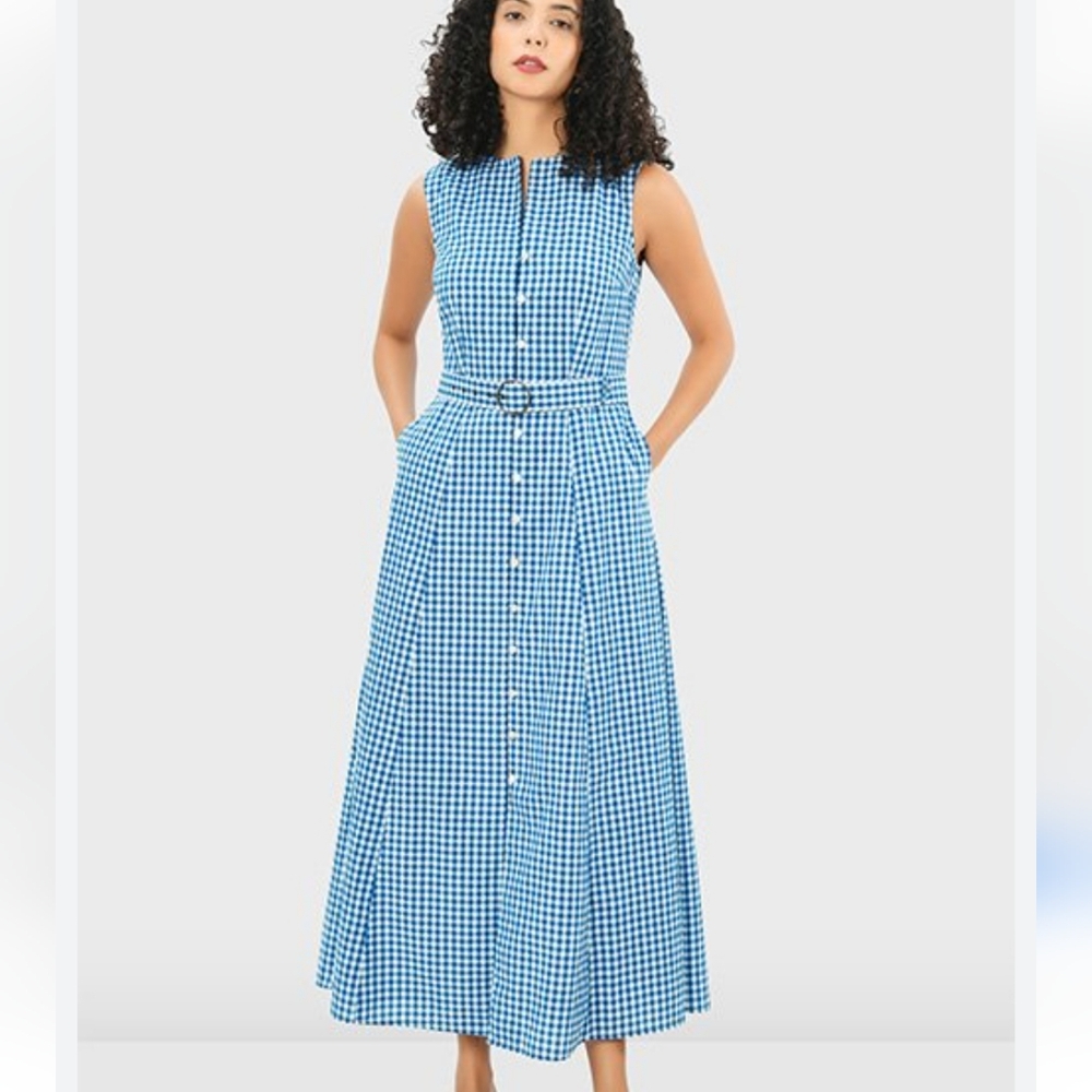 Blue Gingham Sleeveless Dress